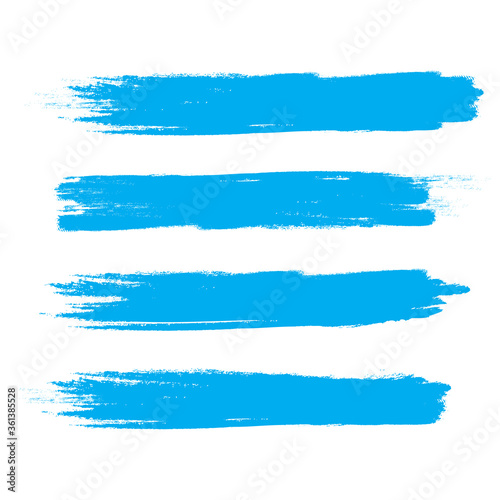 Blue brush stroke set isolated on white background. Trendy brush stroke vector for ink paint, grunge backdrop, dirt banner, watercolor design and dirty texture. Brush stroke vector