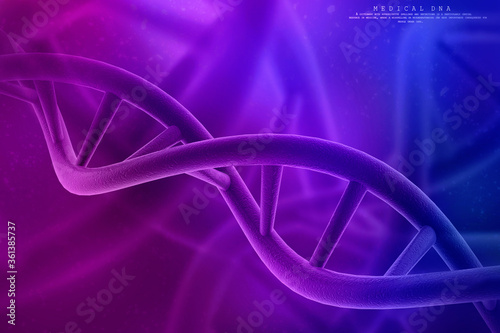 3d render of dna structure, abstract background photo