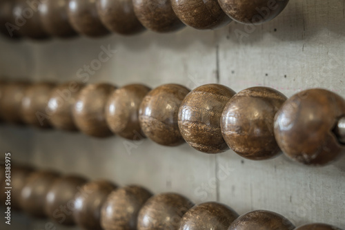 close up of an old wooden abacus