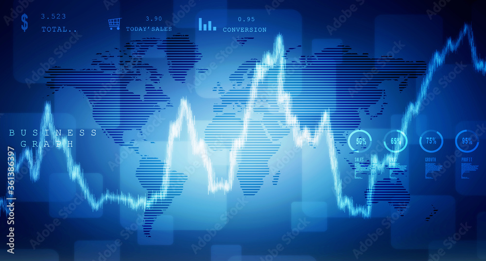2d rendering Stock market online business concept. business Graph 2d rendering Stock market online business concept. business Graph