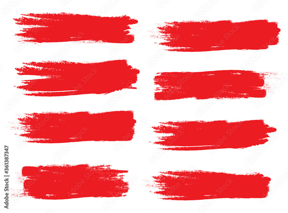Red brush stroke set isolated on white background. Trendy brush stroke vector for ink paint, grunge backdrop, dirt banner, watercolor design and dirty texture. Brush stroke vector Red brush stroke set isolated on white background. Trendy brush stroke vector for ink paint, grunge backdrop, dirt banner, watercolor design and dirty texture. Brush stroke vector