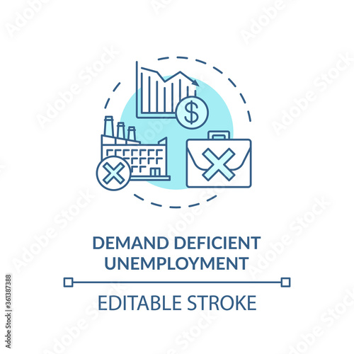 Demand efficient unemployment turquoise concept icon. Loss of job position. Social economic problem idea thin line illustration. Vector isolated outline RGB color drawing. Editable stroke