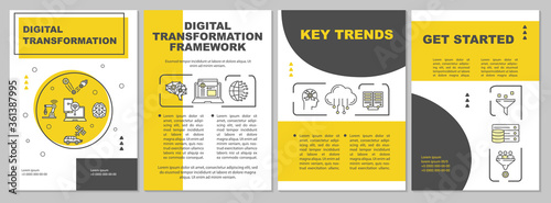 Digitalization brochure template. Achievable goal for business. Flyer, booklet, leaflet print, cover design with linear icons. Vector layouts for magazines, annual reports, advertising posters