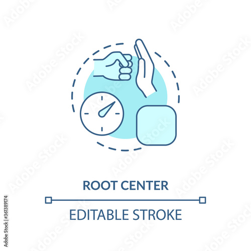 Root center turquoise concept icon. Pressure channel. Stress level. Chakra in body system. Human design idea thin line illustration. Vector isolated outline RGB color drawing. Editable stroke