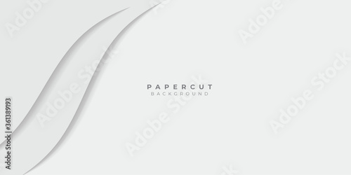 Abstract minimal wave papercut background set design. White papercut abstract presentation background.