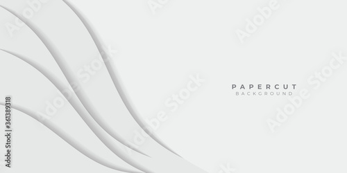 Vector minimalistic background design in papercut style. White presentation background