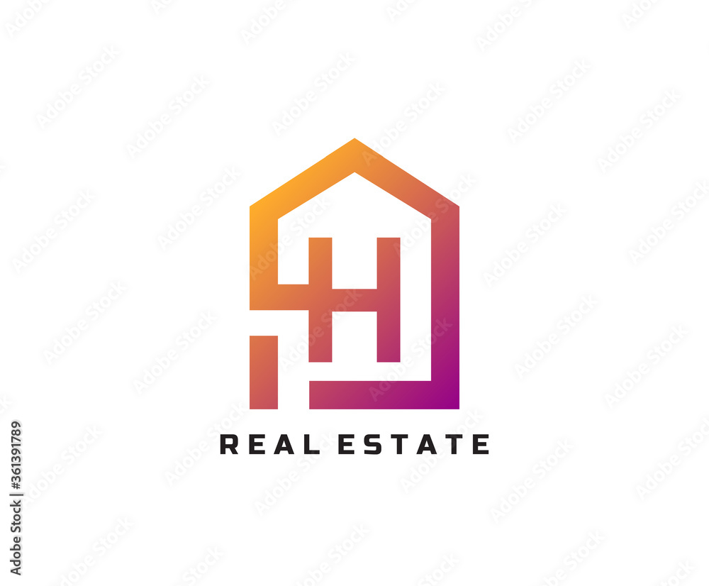 H letter creative and unique logo Icon creative monogram with home sign for real estate company.