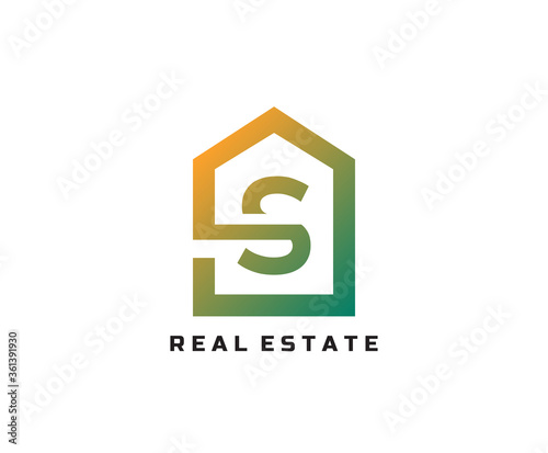 S letter creative and unique logo Icon creative monogram with home sign for real estate company.