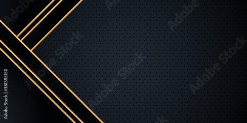 Geometric gold black lines metal carbon neutral background with black metal polygons vector. Vector illustration design for presentation, banner, cover, web, flyer, card, poster, wallpaper, texture