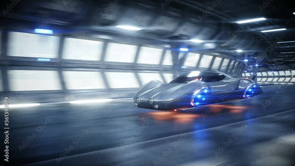 futuristic flying car fast driving in sci fi tunnel, coridor. Concept of future. Realistic 4k animation. futuristic flying car fast driving in sci fi tunnel, coridor. Concept of future. Realistic 4k animation.