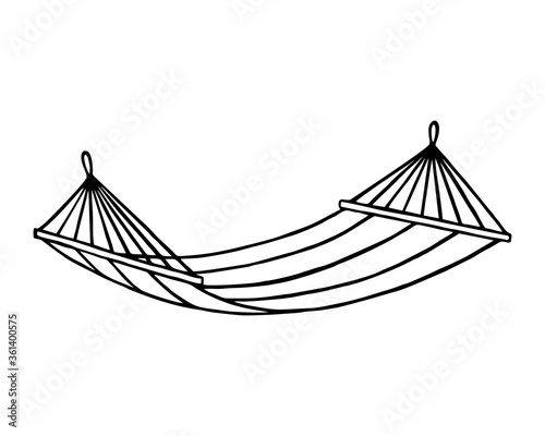 ISOLATED HAMMOCK SILHOUETTE ON WHITE BACKGROUND IN VECTOR