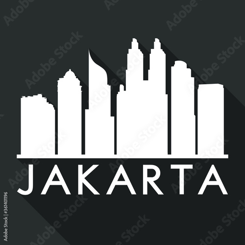 Jakarta Flat Icon Skyline Silhouette Design City Vector Art Famous Buildings