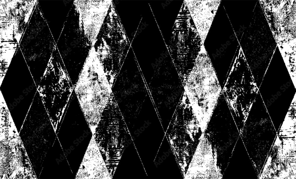 Fototapeta premium Rough texture. Broken plaster wall effect. Grunge worn damask pattern design. Distressed fabric texture. Overlay texture design. Vector illustration. Eps10.