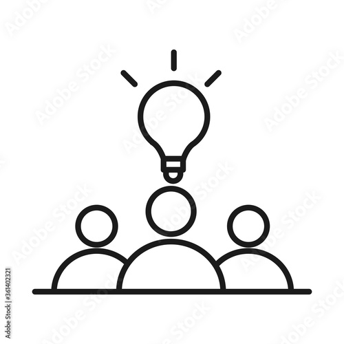 businesspeople team solution work management developing successful line style icon