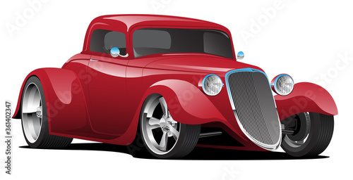 Leinwand Poster Custom American Red Hot Rod Car Isolated Vector Illustration