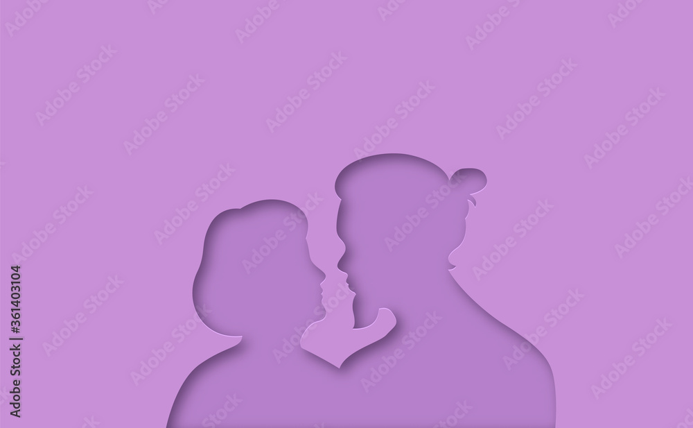 Papercut age difference couple in love isolated