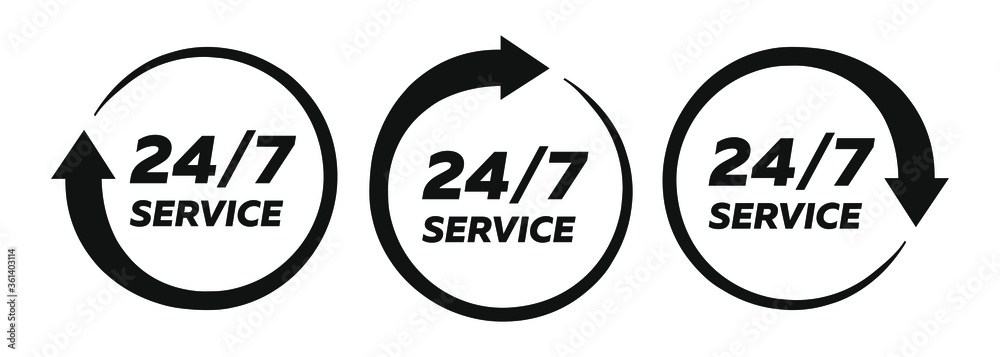 Obraz premium 24/7 service icon set. Vector illustration