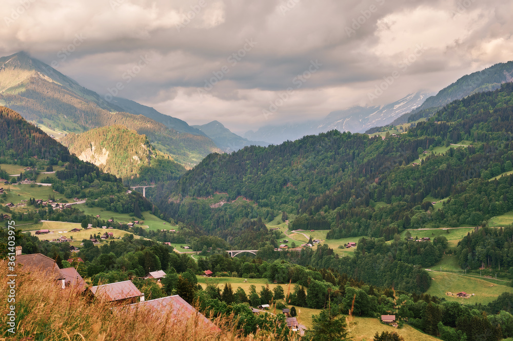 Beautiful alpine valley, Canton of Valais, Switzerland
