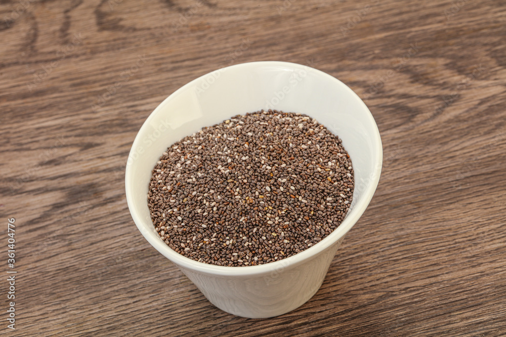 Seasoning chia seeds in the bowl Seasoning chia seeds in the bowl