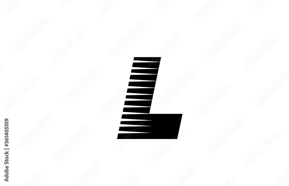 line stripes L alphabet letter logo icon for business and company. Simple black and white letter design for identity line stripes L alphabet letter logo icon for business and company. Simple black and white letter design for identity