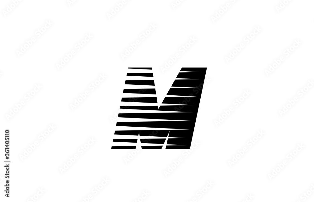 line stripes M alphabet letter logo icon for business and company. Simple black and white letter design for identity line stripes M alphabet letter logo icon for business and company. Simple black and white letter design for identity