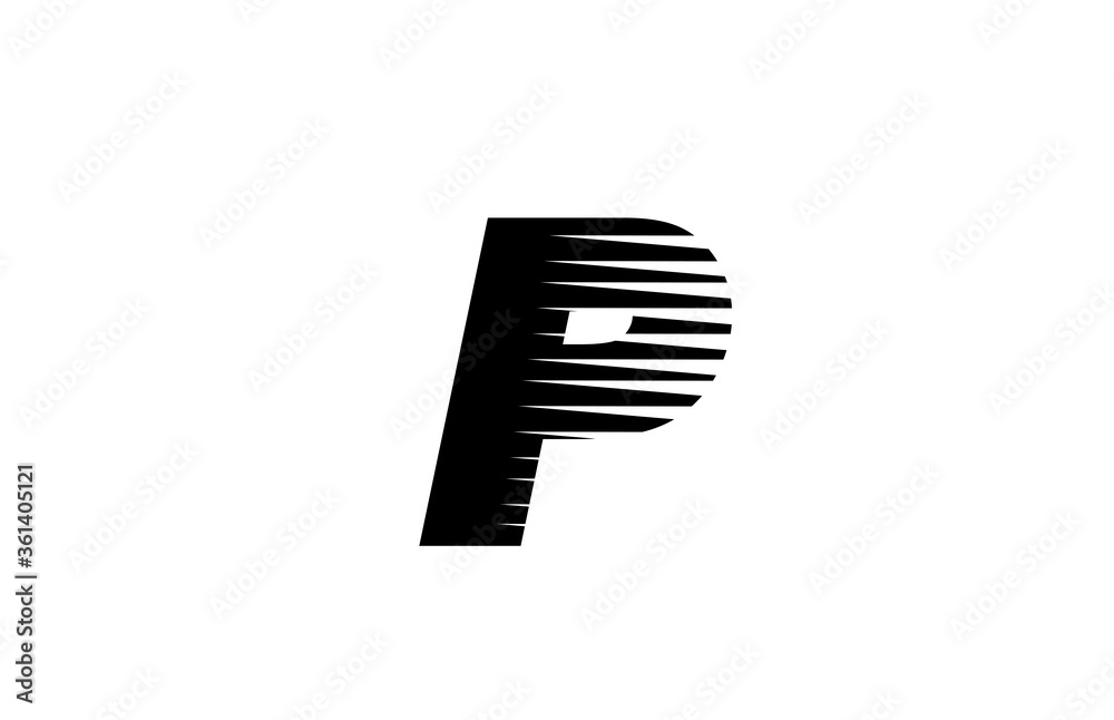line stripes P alphabet letter logo icon for business and company. Simple black and white letter design for identity line stripes P alphabet letter logo icon for business and company. Simple black and white letter design for identity