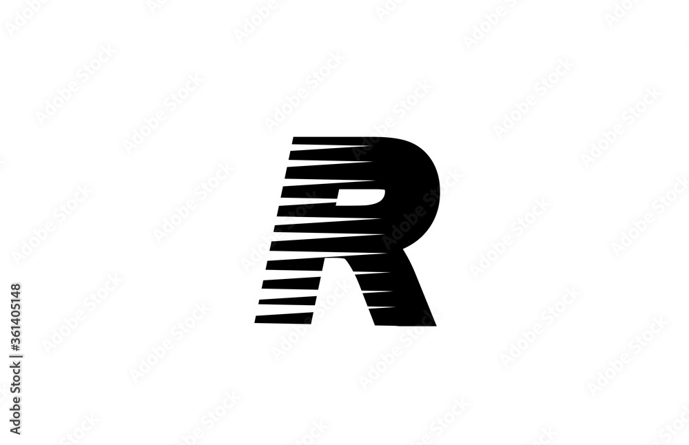line stripes R alphabet letter logo icon for business and company. Simple black and white letter design for identity line stripes R alphabet letter logo icon for business and company. Simple black and white letter design for identity