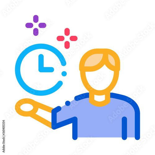 human fixed clock icon vector. human fixed clock sign. color symbol illustration