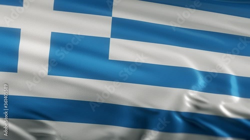 Greece flag waving on wind seamles loop 3d animation. 4k resolution