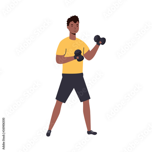 Man with weights vector design © Gstudio