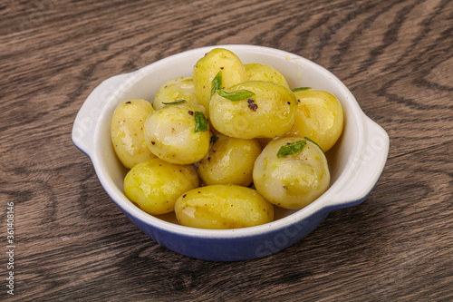 Young boiled potato in the bowl