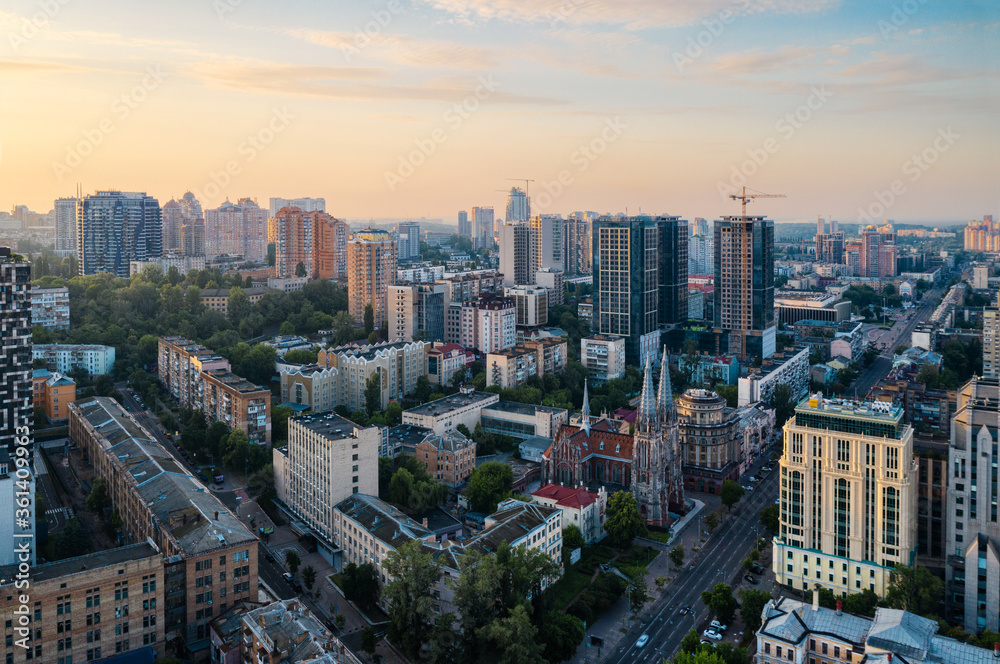 Cityscape in the morning,  aerial view