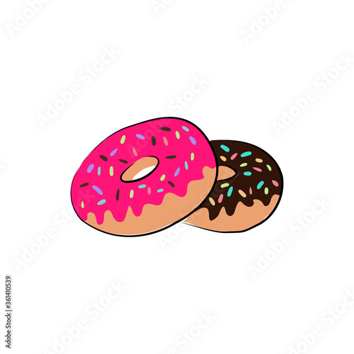 Set of sweet glazed donuts isolated on a white background. Vector illustration.