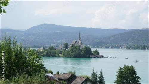 Wallpaper Mural Maria Worth village on thre Worthersee lake, Carinthia, Austria	 Torontodigital.ca