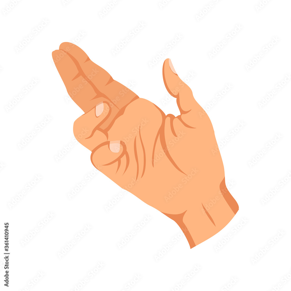 Female hand sign. Human finger gesture sign. Sign language. Isolated vector illustration Female hand sign. Human finger gesture sign. Sign language. Isolated vector illustration
