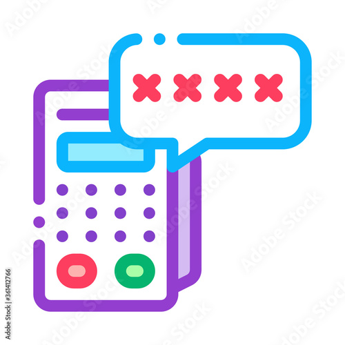 pos terminal pin code icon vector. pos terminal pin code sign. color symbol illustration