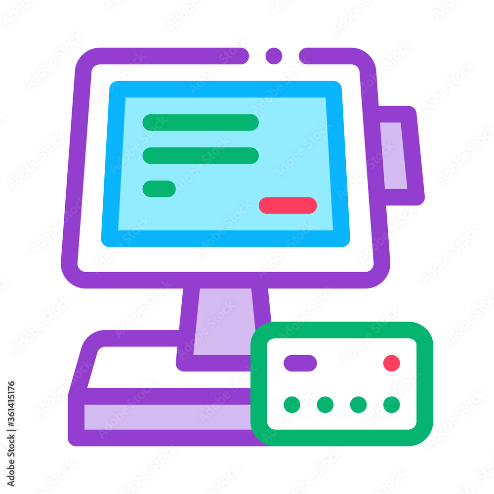pos terminal display and card icon vector. pos terminal display and card sign. color symbol illustration pos terminal display and card icon vector. pos terminal display and card sign. color symbol illustration