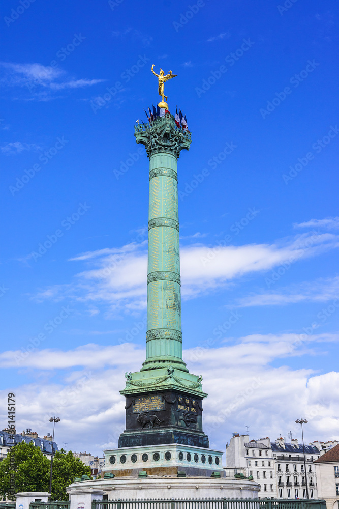 July Column (1840) at Bastille Square with gilded statue July Column (1840) at Bastille Square with gilded statue