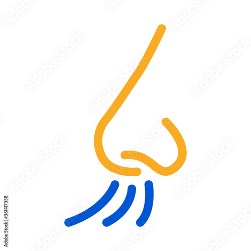 nose inhale icon vector. nose inhale sign. color symbol illustration