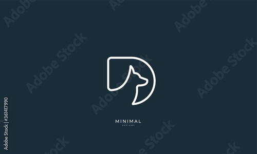 Abstract minimal icon logo of a dog in a letter D