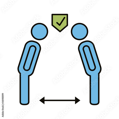 male humans silhouettes distance social line and fill style icon