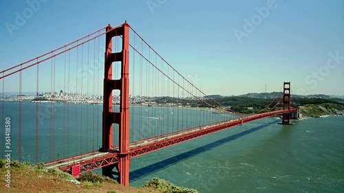 Time-lapse shot of traffic on the Golden Gate Bridge in San Francisco
