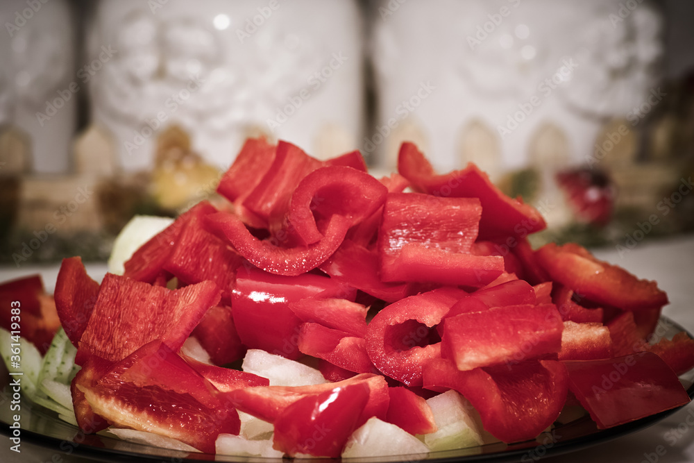 Peppers and onions. Peppers and onions.