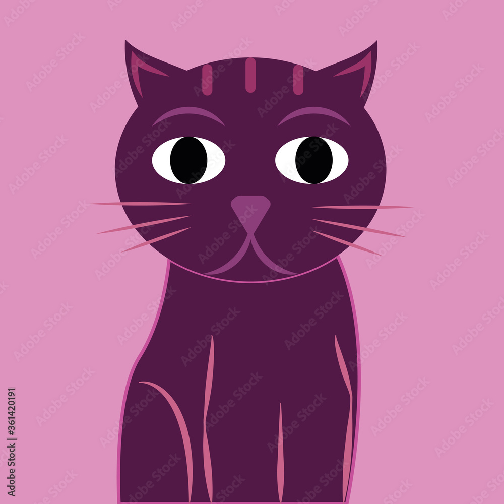 Fototapeta premium Gato morado abstracto con colores pastel