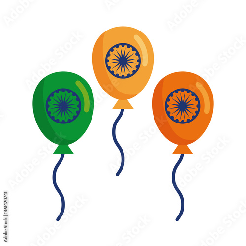 balloons helium with ashoka shakras indian independence day flat style photo