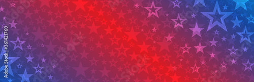 Web banner with elements of the American national flag, many stars. Decorative USA banner suitable for background, headers, posters, cards, website. Vector illustration