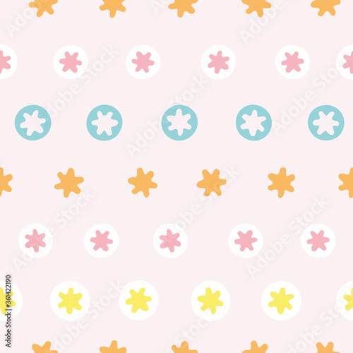 Vector abstract geometric star pattern  dotted line design  nursery  kids decor on pink background. Cute design for your holiday. Nature background. Print  fabric  stationary.