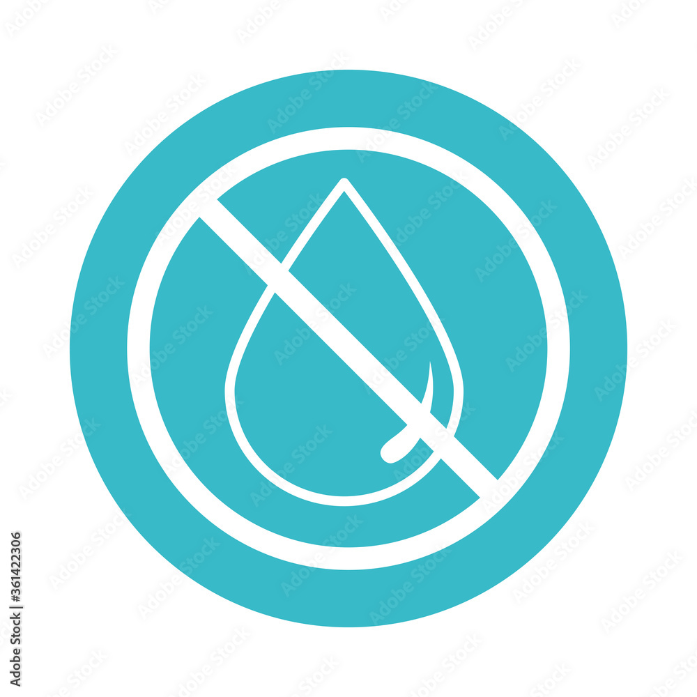 water drop forbidden nature liquid blue block style icon water drop forbidden nature liquid blue block style icon