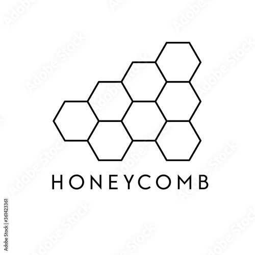 Vector illustration of a honeycomb silhouette with type. Logo design branding concept.