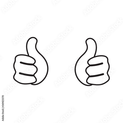 Vector illustration of a pair of thumbs up cartoon hands.